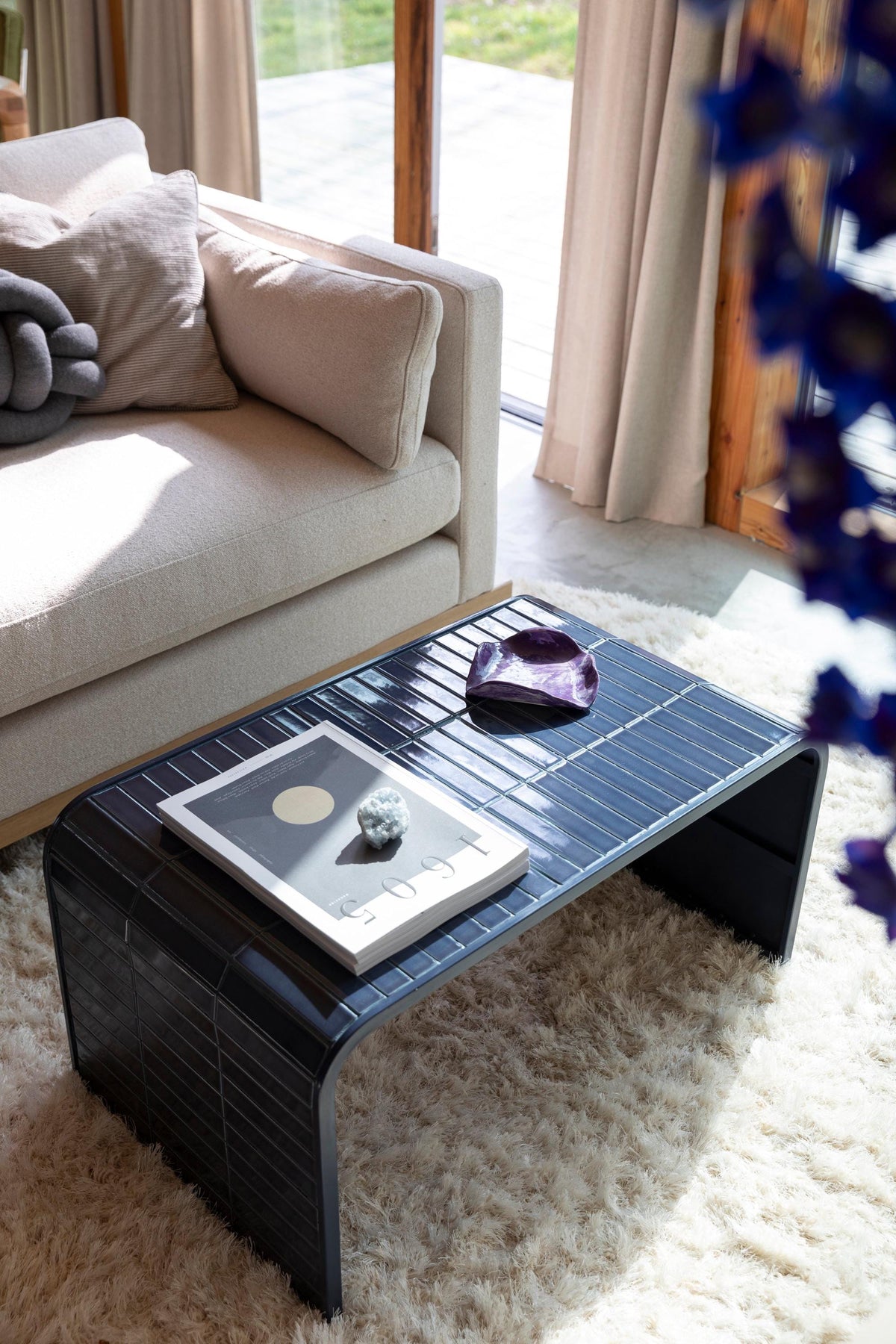 Handmade Ceramic Tile Coffee Table, Modern Minimalist Living Room Furniture