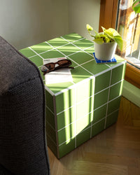 Handmade Ceramic Tile Side Table, Modern Cube Accent Furniture