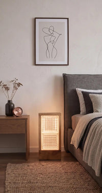 Wood and Glass Block Floor Lamp