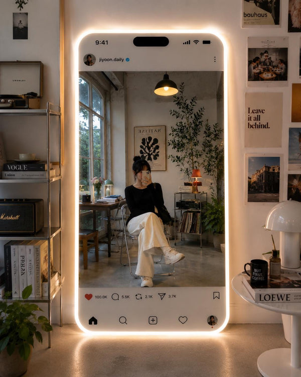 Custom Instagram LED Mirror Sign, Influencer Room Decor, Selfie Lighting Mirror