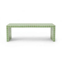 Handmade Ceramic Tile Coffee Table, Retro Tiled Accent Furniture, Japandi Living Room Decor