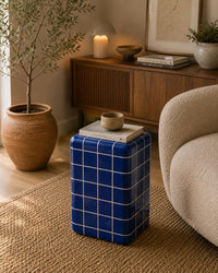 Handmade Ceramic Tile Side Table | Japandi Accent Furniture, Bedside Accent