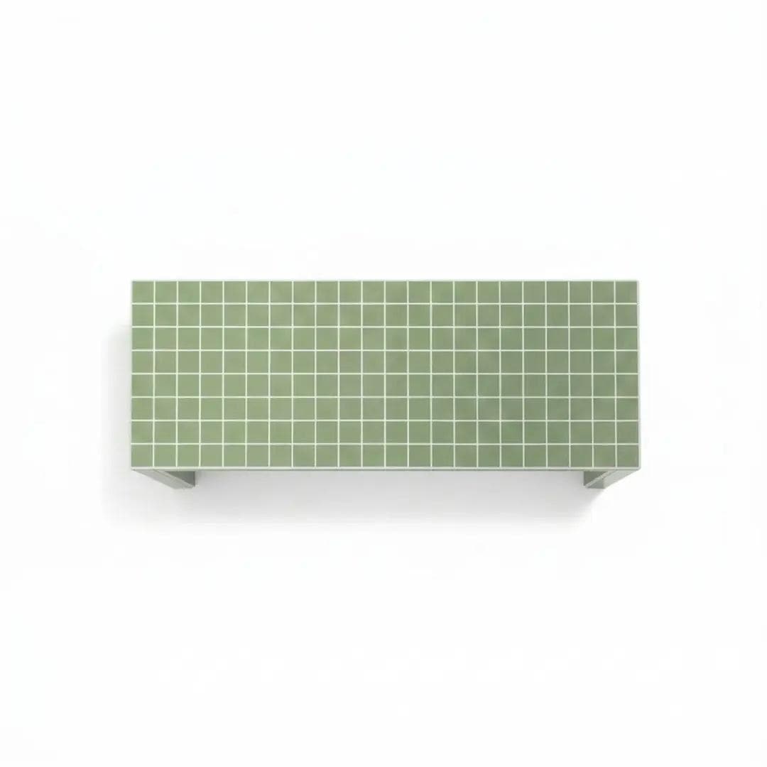 Handmade Ceramic Tile Coffee Table, Retro Tiled Accent Furniture, Japandi Living Room Decor