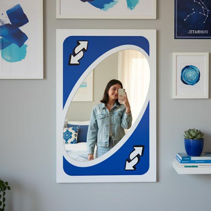 UNO Reverse Card Mirror – Choose Your Color | Gaming Room Wall Art, Funny Gamer Gift