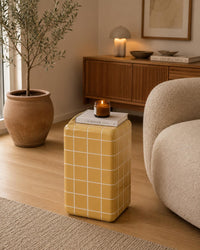 Handmade Ceramic Tile Side Table | Japandi Accent Furniture, Bedside Accent