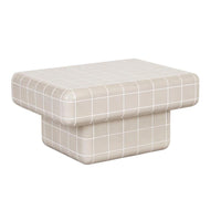 Pearl White Ceramic Tile Coffee Table | Japandi Modern Living Room Furniture