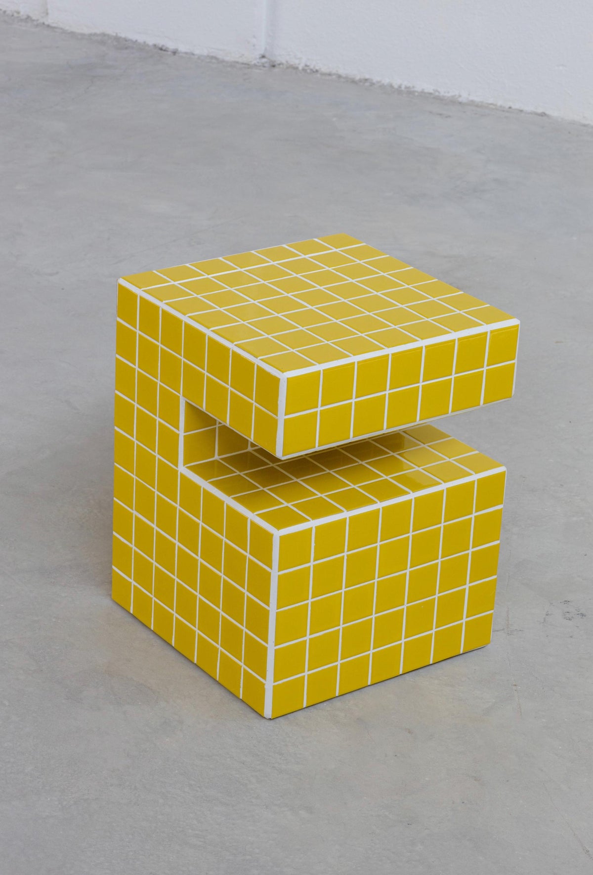 Handmade Mosaic Tile Side Table – Wood Core, Glossy Tiles, Indoor/Outdoor Use