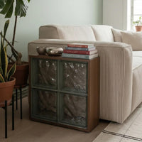 Glass Block Side Table, Illuminated End Table
