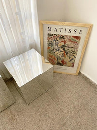 Mirrored Cube Side Table, Modern Accent Furniture, Reflective End Table, Handmade Decor