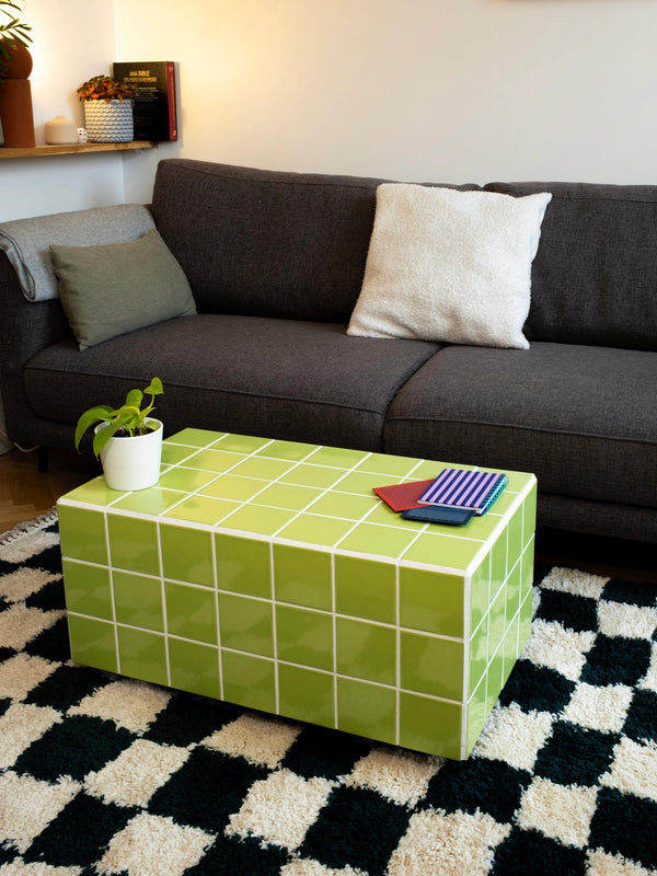 Handmade Ceramic Tile Coffee Table, Modern Minimalist Living Room Furniture - alternate view