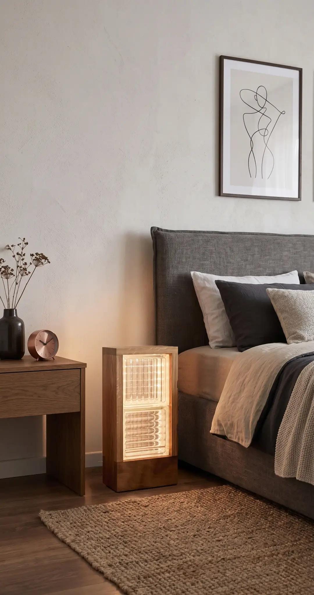 Wood and Glass Block Floor Lamp