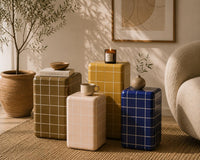 Handmade Ceramic Tile Side Table | Japandi Accent Furniture, Bedside Accent
