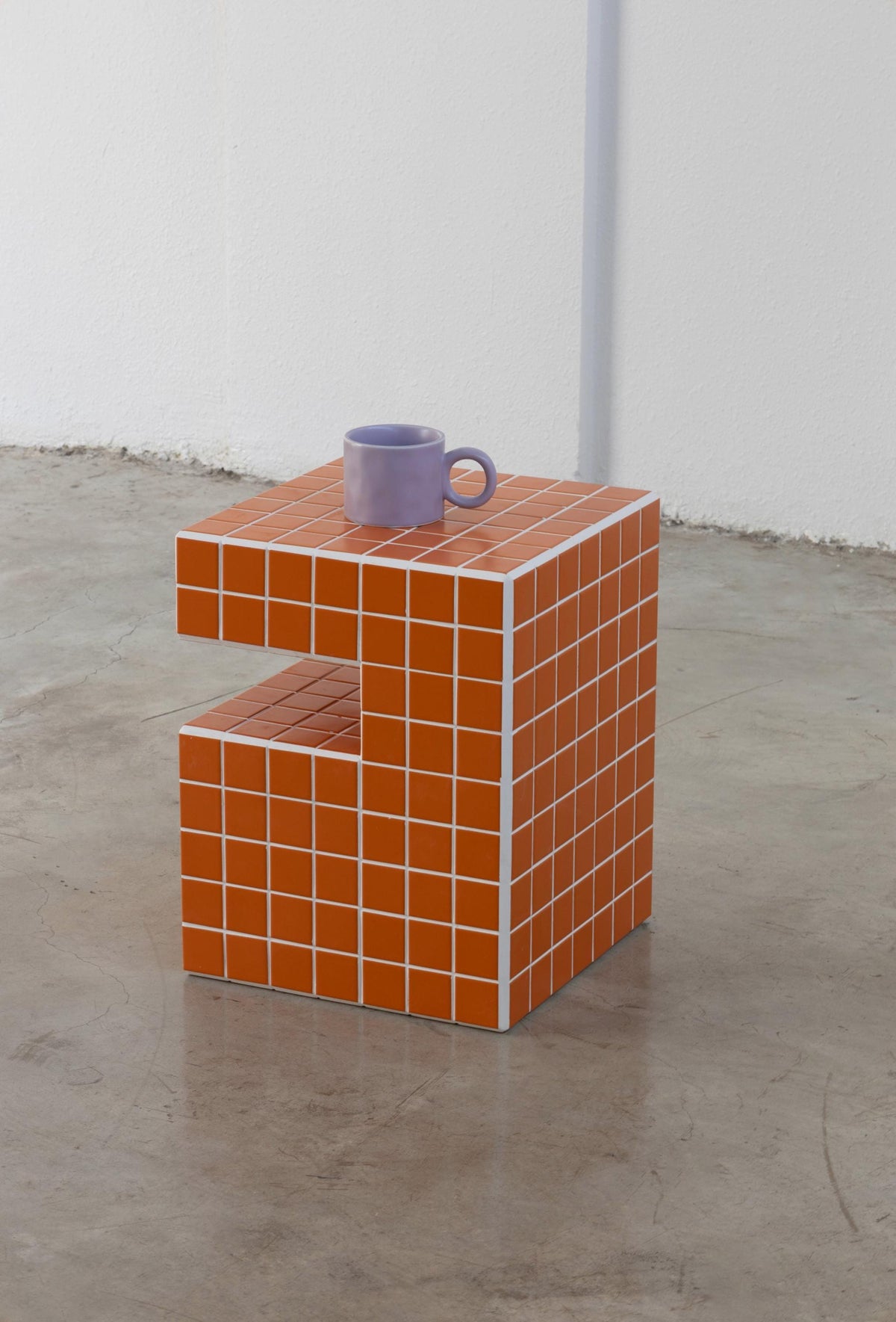 Handmade Mosaic Tile Side Table – Wood Core, Glossy Tiles, Indoor/Outdoor Use