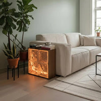 Glass Block Side Table, Illuminated End Table