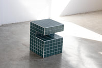 Handmade Mosaic Tile Side Table – Wood Core, Glossy Tiles, Indoor/Outdoor Use