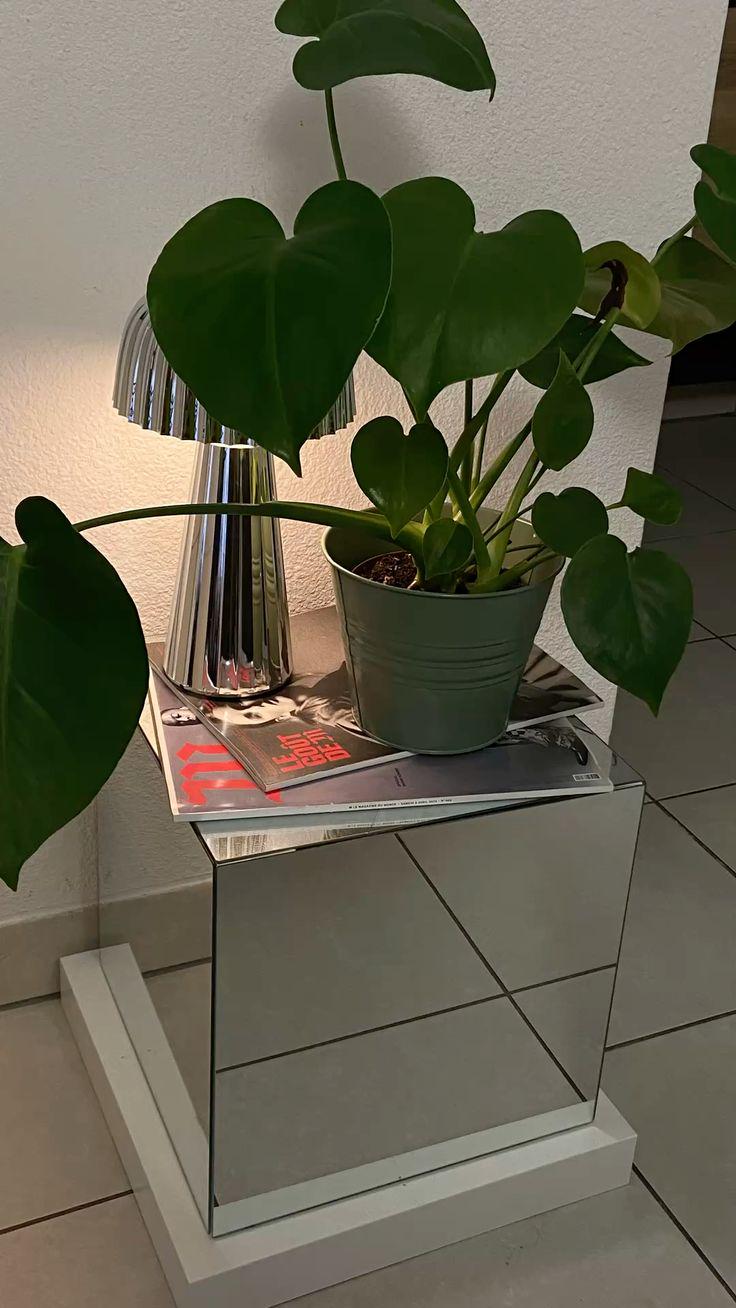 Mirrored Cube Side Table, Modern Accent Furniture, Reflective End Table, Handmade Decor