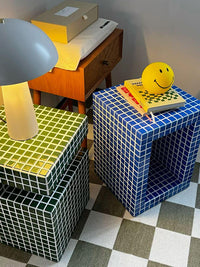 Handmade Mosaic Tile Side Table | Modern Pedestal Accent Furniture
