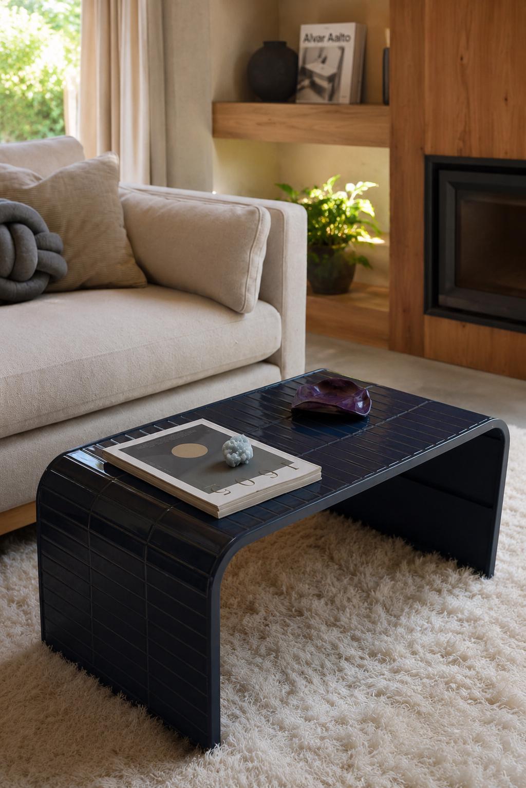 Handmade Ceramic Tile Coffee Table, Modern Minimalist Living Room Furniture