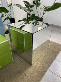 Mirrored Cube Side Table, Modern Accent Furniture, Reflective End Table, Handmade Decor