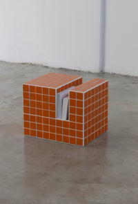 Handmade Mosaic Tile Side Table – Wood Core, Glossy Tiles, Indoor/Outdoor Use