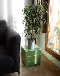 Handmade Ceramic Tile Side Table, Modern Cube Accent Furniture