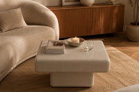Pearl White Ceramic Tile Coffee Table | Japandi Modern Living Room Furniture