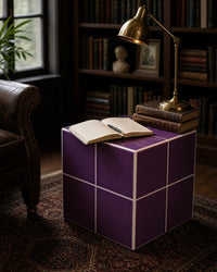 Handmade Purple Ceramic Tile Cube Side Table, Modern Accent Furniture