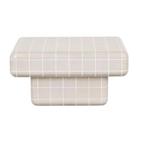 Pearl White Ceramic Tile Coffee Table | Japandi Modern Living Room Furniture