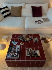 Handmade Terracotta Tile Coffee Table | Japandi Modern Rustic Living Room Furniture