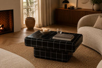 Pearl White Ceramic Tile Coffee Table | Japandi Modern Living Room Furniture