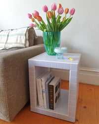 Handmade Mosaic Tile Side Table | Modern Pedestal Accent Furniture