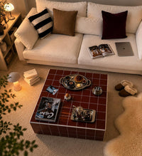 Handmade Terracotta Tile Coffee Table | Japandi Modern Rustic Living Room Furniture