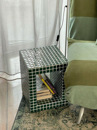 Handmade Mosaic Tile Side Table | Modern Pedestal Accent Furniture