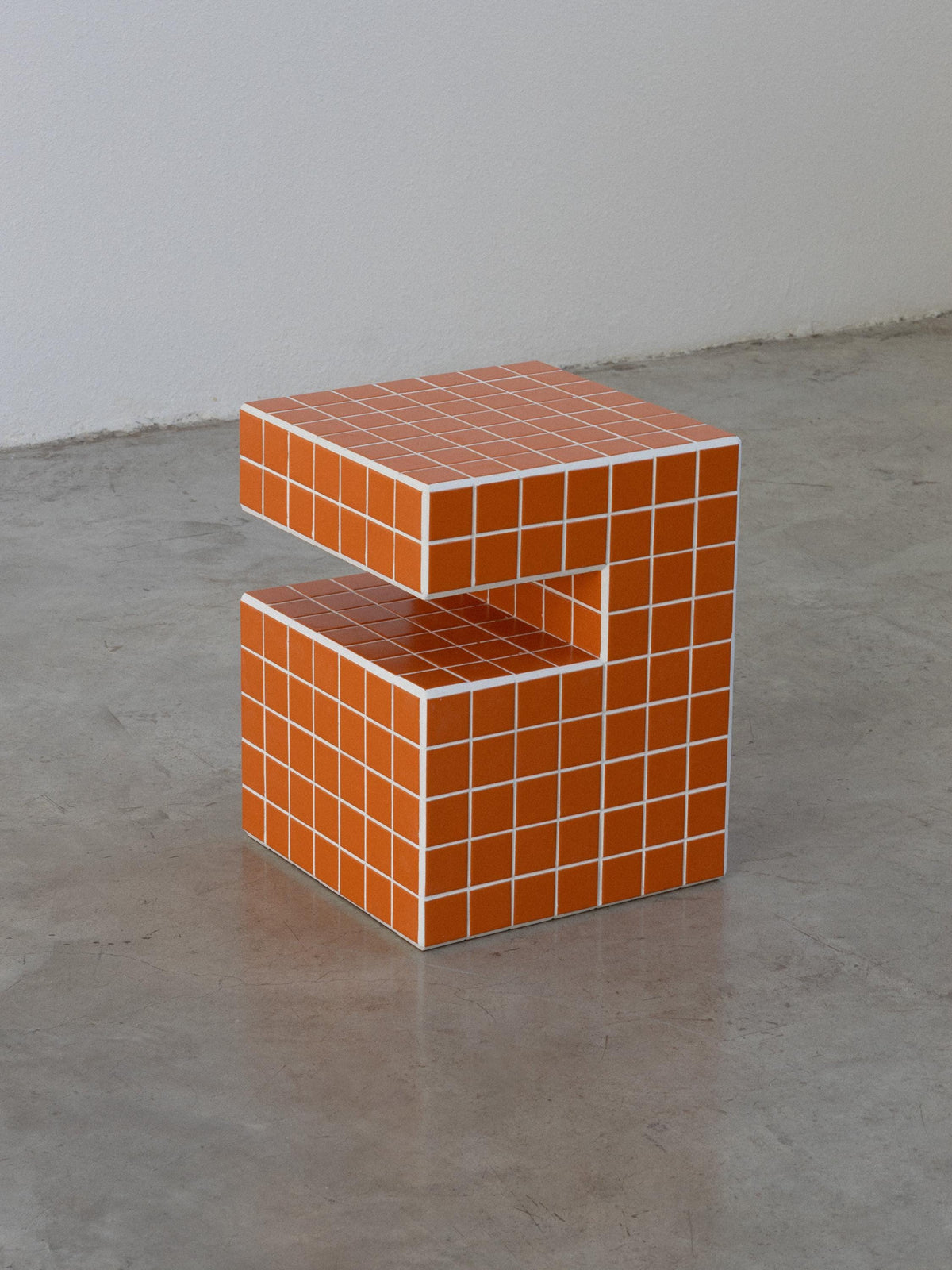 Handmade Mosaic Tile Side Table – Wood Core, Glossy Tiles, Indoor/Outdoor Use