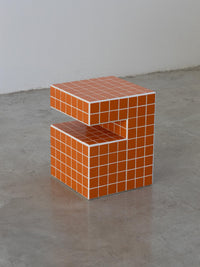 Handmade Mosaic Tile Side Table – Wood Core, Glossy Tiles, Indoor/Outdoor Use