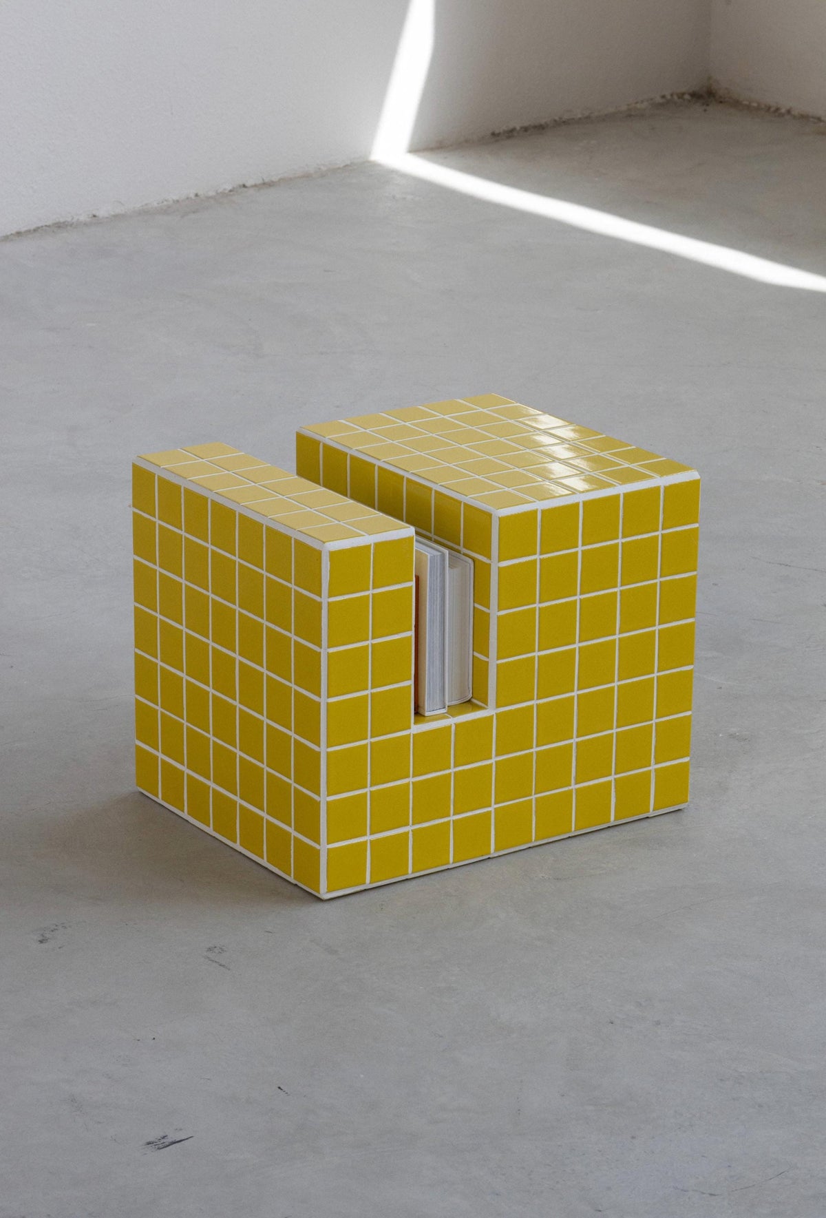Handmade Mosaic Tile Side Table – Wood Core, Glossy Tiles, Indoor/Outdoor Use