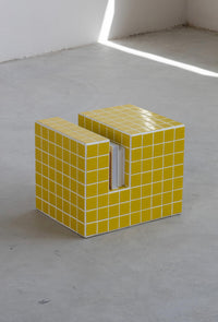 Handmade Mosaic Tile Side Table – Wood Core, Glossy Tiles, Indoor/Outdoor Use