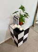 Checkerboard Tile Side Table, Black White Ceramic Cube Accent Furniture