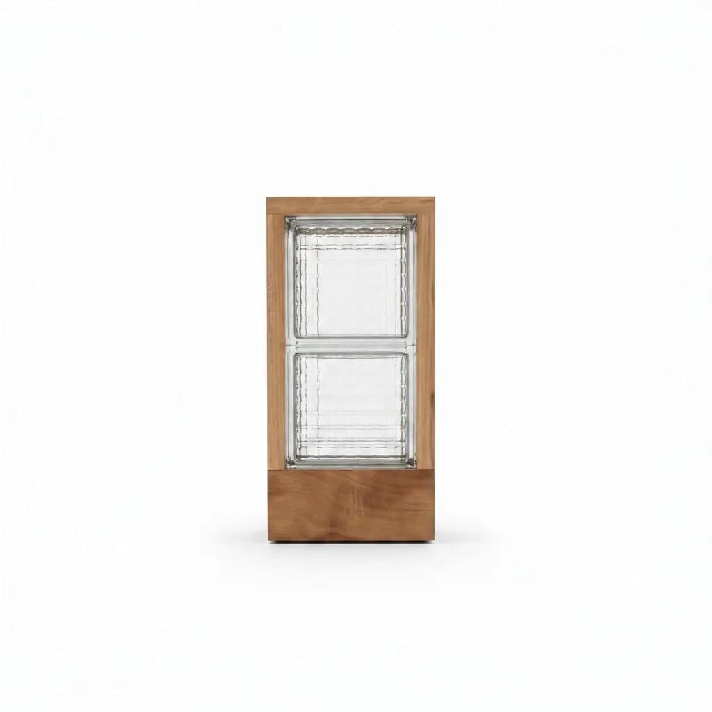 Wood and Glass Block Floor Lamp