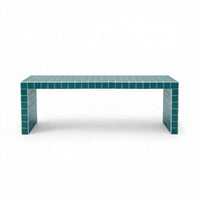 Handmade Ceramic Tile Coffee Table, Retro Tiled Accent Furniture, Japandi Living Room Decor