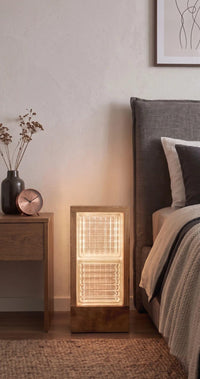 Wood and Glass Block Floor Lamp