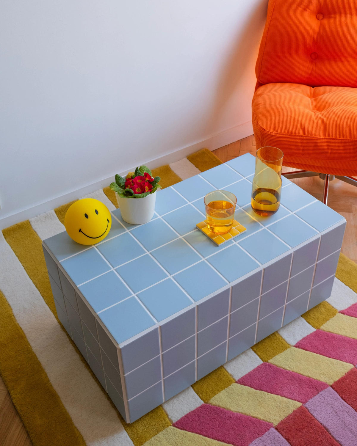Handmade Ceramic Tile Coffee Table, Modern Minimalist Living Room Furniture