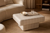 Pearl White Ceramic Tile Coffee Table | Japandi Modern Living Room Furniture