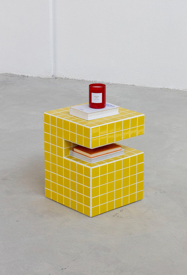 Handmade Mosaic Tile Side Table – Wood Core, Glossy Tiles, Indoor/Outdoor Use - alternate view