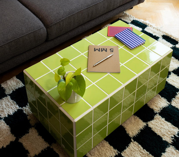Handmade Ceramic Tile Coffee Table, Modern Minimalist Living Room Furniture