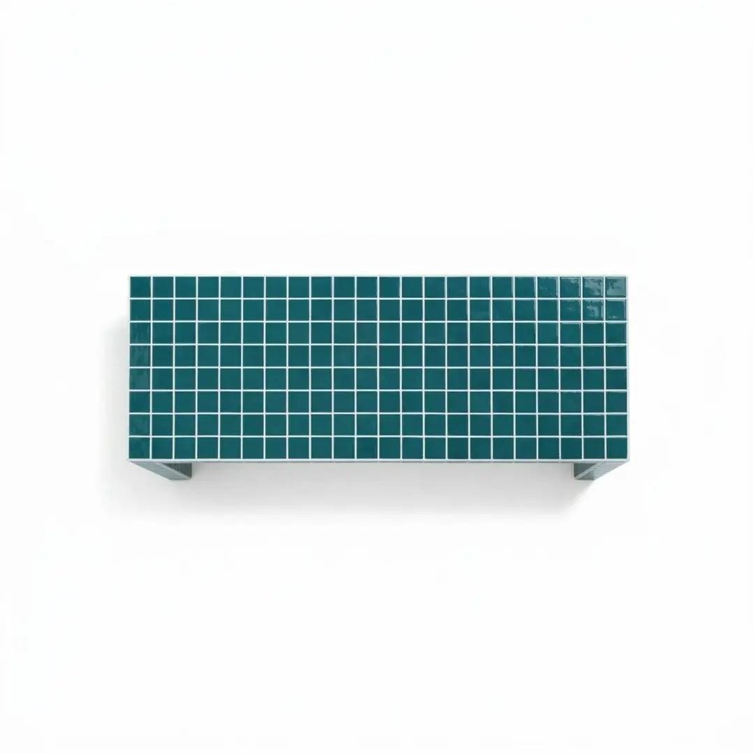 Handmade Ceramic Tile Coffee Table, Retro Tiled Accent Furniture, Japandi Living Room Decor