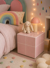 Handmade Pastel Pink Ceramic Tile Side Table, Modern Accent Furniture