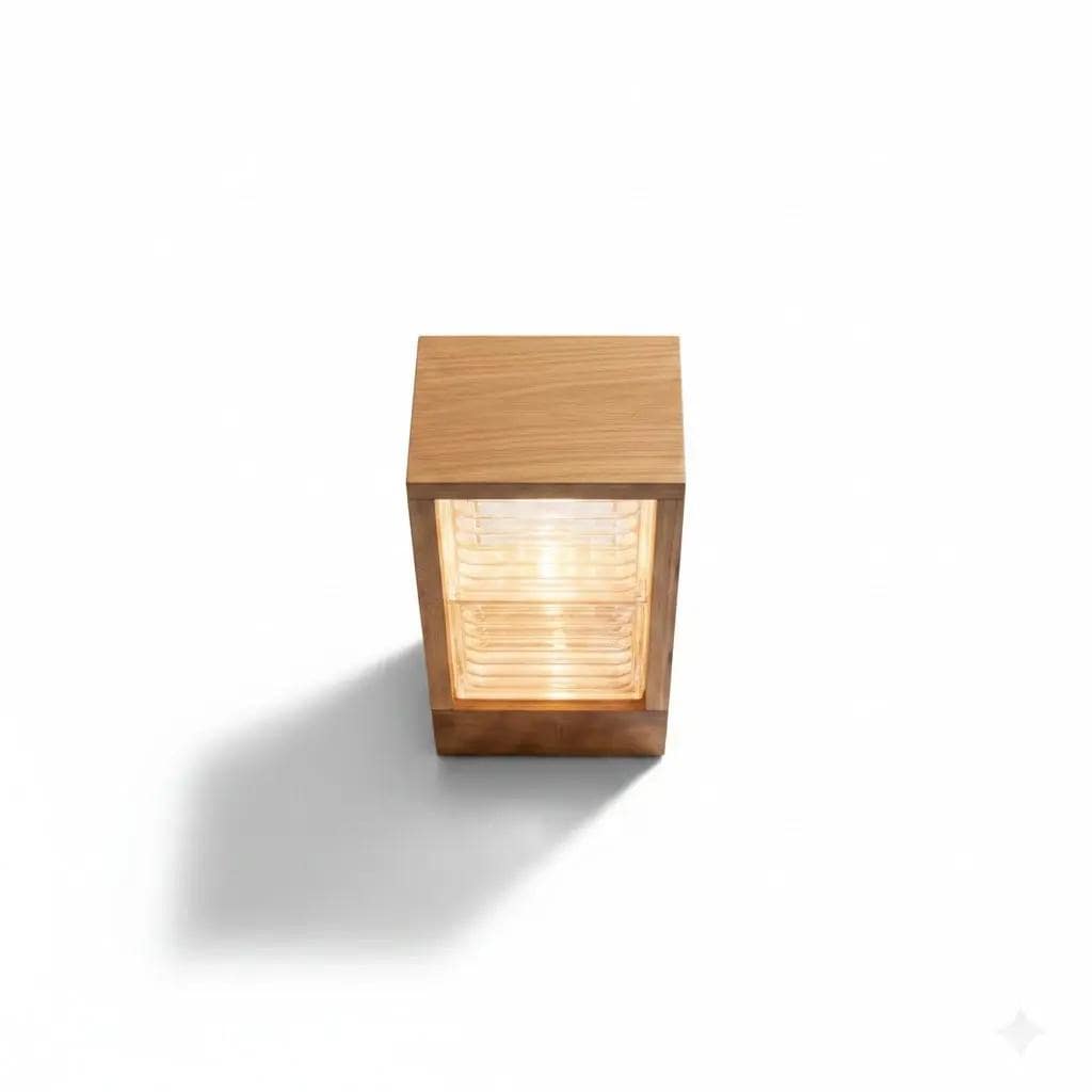 Wood and Glass Block Floor Lamp