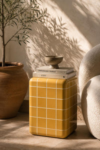 Handmade Ceramic Tile Side Table | Japandi Accent Furniture, Bedside Accent
